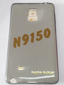Луксозен силиконов гръб ТПУ тънък гланц за Samsung Galaxy Note Edge N915 сив прозрачен